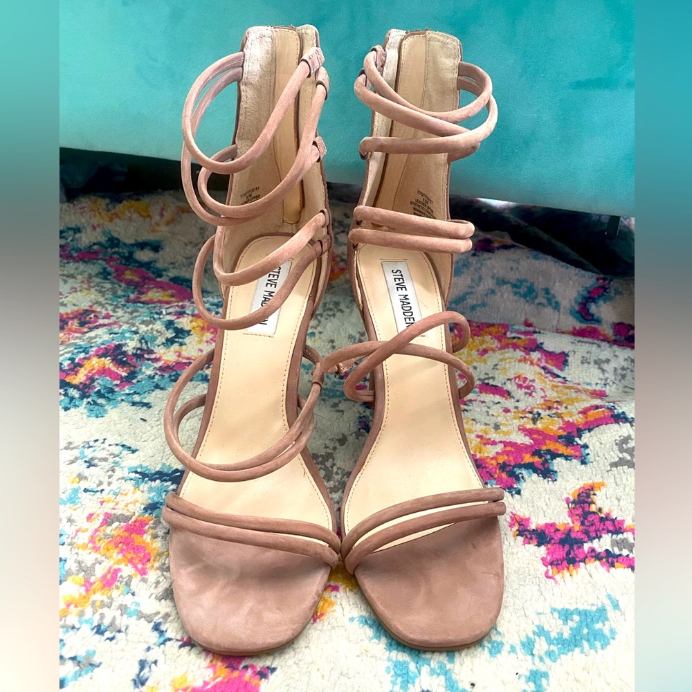 Steve Madden brown tan beige straps heels pumps